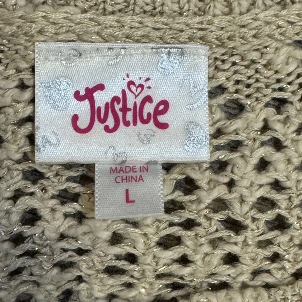 Justice Cream Knit Poncho with Fringe​